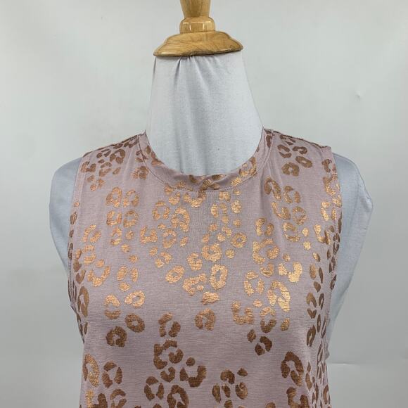 Spiritual Gangster Tank Top Womens Extra Small Sleeveless Crop Metallic Cheetah - Picture 3 of 10